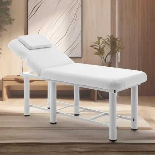Vista 8 de Silla eléctrica de tatuaje de salón con 2 bandejas, cama esteticista de altura ajustable con taburete hidráulico, mesa de cama facial multiusos de 3