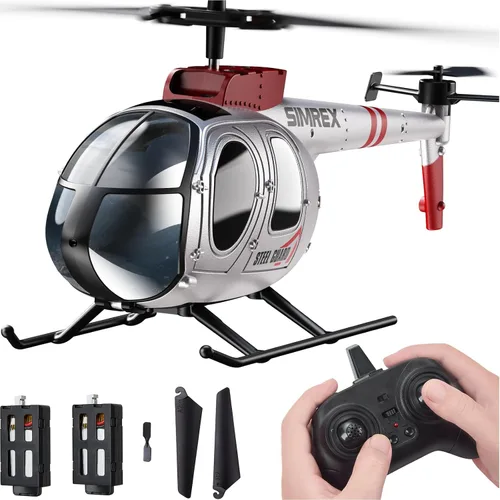 SIMREX Helicóptero RC, Juguete de Helicóptero a Control Remoto para Niños y Principiantes, Retención de Altitud, 2 Velocidades, 2 Baterías, Regalo