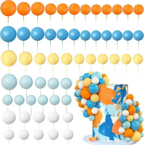 Vista 6 de 56 piezas de bolas de perlas para tarta con forma de bola, decoraciones de tarta con bolas de perlas para tarta de cumpleaños, boda, suministros