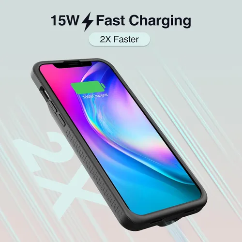 Vista 2 de KKD Funda de carga para iPhone 12 Pro Max, 15 W, carga rápida, 8000 mAh, funda de cargador de batería inteligente con diseño antideslizante de TPU