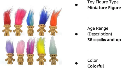Vista 6 de 10 mini muñecos Troll de PVC vintage Trolls Lucky Doll Mini figuras de acción de 1.2 pulgadas para pasteles cromáticos adorables colección de chicos