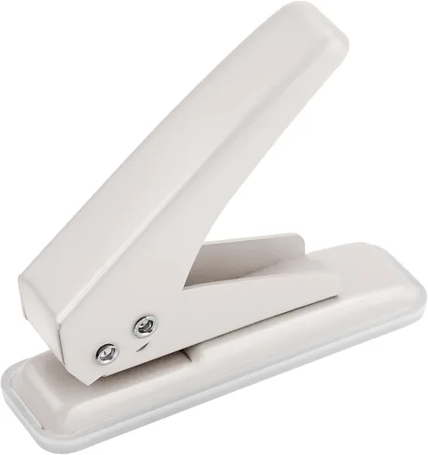 Vista 8 de Perforadora de un solo agujero de mano de 1/4 pulgadas, capacidad de perforación de papel de 20 hojas, perforadora de agujero de metal con base