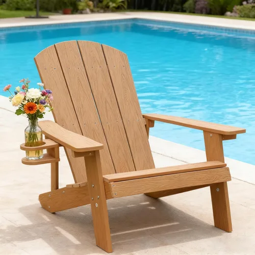 Vista 15 de Outdoor Adirondack Chair, Weather-Resistant HIPS Patio Lounge Chair, 1Pcs Fixed Seating for Porch, Garden, Deck, Backyard