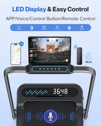 Vista 5 de COZYINN Foldable Treadmill with Incline, 3.0HP Quiet Walking Pad with Handle Bar, 2 in 1 Portable Treadmills for Home Small Space, 320 Lbs Capacity