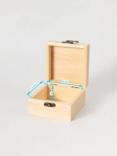 Vista 3 de Caja pequeña de madera de 12 piezas, caja del tesoro de madera sin terminar con tapas para manualidades (3.7 x 3.7 x 2 pulgadas)