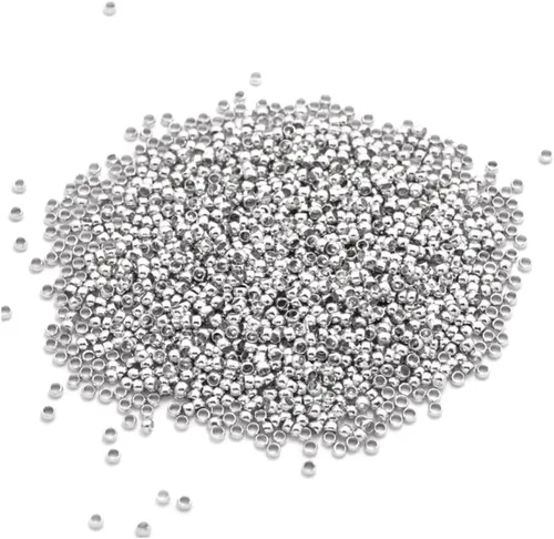 50 cuentas de plata de ley 925 Adabele de 0.079 pulgadas (0.079 in Oro blanco/plata esterlina rodiada