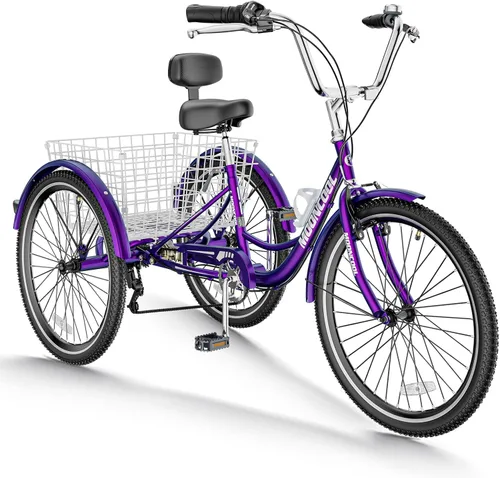 Barbella Triciclo para adultos de 7 velocidades y 3 ruedas para adultos, triciclo de crucero con cesta para personas mayores, mujeres, hombres, para