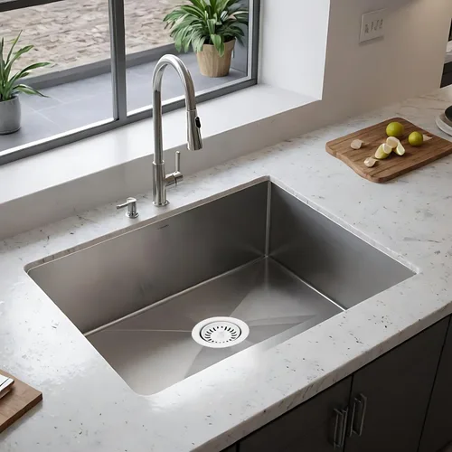 Vista 6 de Westbrass D2082S-50 3-1/2" Cuello Extra-Profundo Fregadero de Cocina Eliminación de Residuos Brida y Tapón Colador, Revestimiento en Polvo Blanco