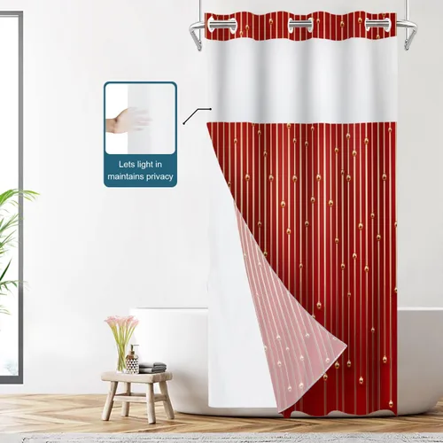 Vista 185 de Shrahala Father and Child Embracing No Hooks Shower Curtain with Snap in Liner Set, Tender Moment Captured Bathroom Décor Polyester Fiber Waterproof