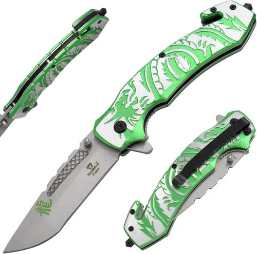 Vista 13 de Cuchillo de bolsillo plegable Snake Eye Tactical con asa de diseño de fantasía para uso diario (Azul)