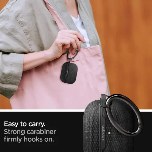 Vista 3 de Spigen Urban Fit - Funda para AirPods Pro (2019), funda de tela prémium con mosquetón, color negro