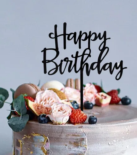 Vista 5 de Decoración de Pastel de Cumpleaños, Decoración de Pastel de Acrílico Negro Versátil para Ideas de Decoración de Fiesta de Cumpleaños, Recuerdo