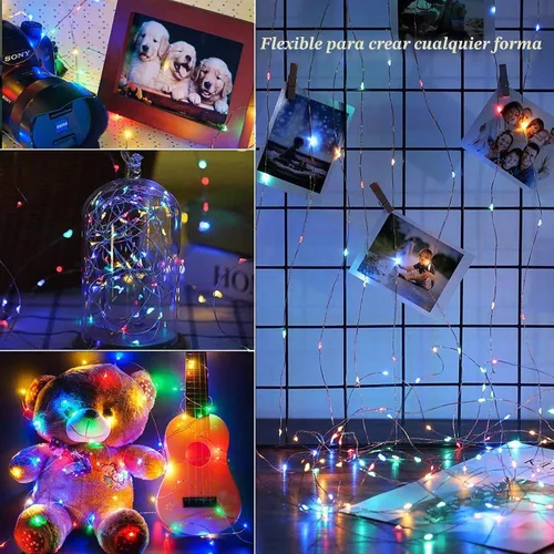 Vista 6 de Joomer - Luces LED de hadas con pilas, 4 paquetes de 5 m/16 pies, 50 luces LED cortables con temporizador para dormitorio, fiestas, boda, Navidad