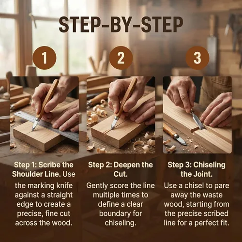 Vista 7 de 2 paquetes de cuchillo de marcado para carpintería con hoja de acero de alto carbono - Cuchillo de doble bisel de precisión para marcado