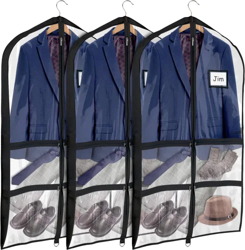 Vista 15 de Univivi Bolsas de PVC transparente para disfraz de baile, bolsa de ropa de 35 pulgadas para competiciones de baile, con 3 bolsillos separados