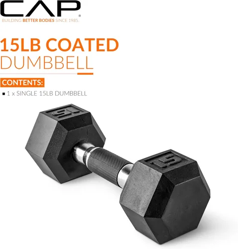 Vista 2 de CAP Barbell Peso de la mancuerna hexagonal recubierta, individual, 10-120 libras, múltiples opciones