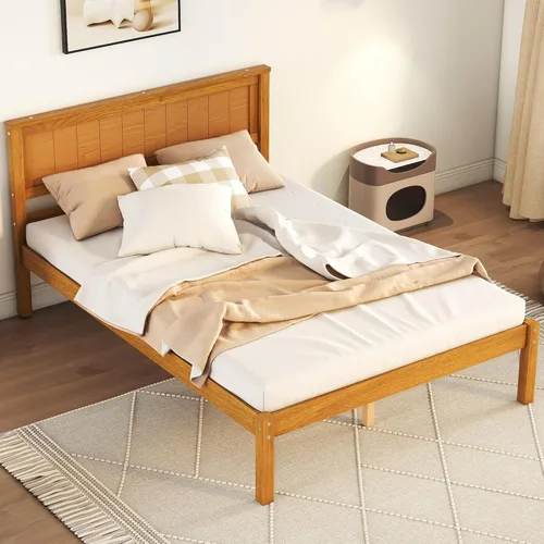 Vista 44 de Harper & Bright Designs Base de cama individual con cabecero y estribo, cama de plataforma de madera tamaño individual con soporte de listones