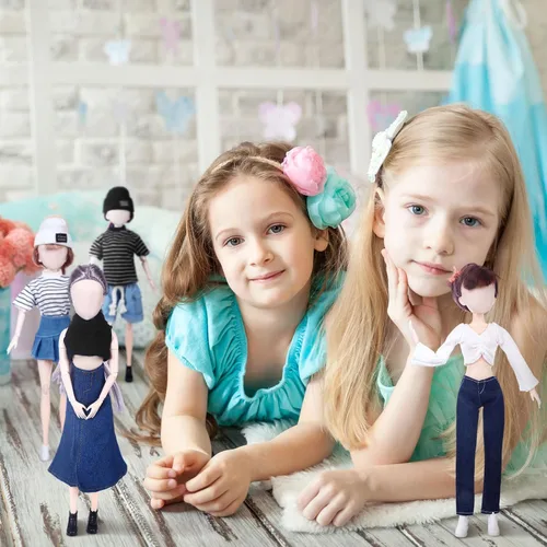 Vista 6 de Geyoga 14 piezas de ropa de muñeca de primavera y accesorios para muñecas de 11.5 pulgadas, accesorios de muñeca de mezclilla, algodón, tela