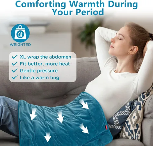 Vista 2 de Comfytemp Almohadilla térmica con peso para espalda y período, almohadilla térmica eléctrica extra grande de 20 x 24 pulgadas, regalos de cumpleaños