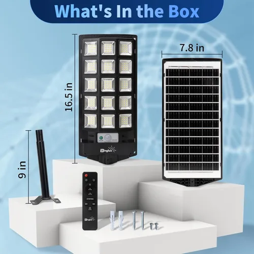 Vista 5 de Farolas solares impermeables para exteriores, luces solares de estacionamiento con sensor de movimiento, encendido y apagado automático