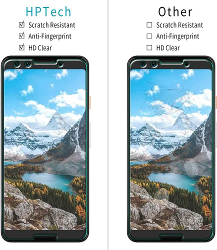 Vista 2 de HPTech Protector de pantalla de vidrio templado diseñado para Google (Pixel 3), antiarañazos, sin burbujas
