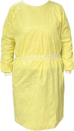 Sino Protection - Bata protectora desechable de aislamiento con puños de punto, no quirúrgico, sin látex, resistente a los fluidos, no estéril,