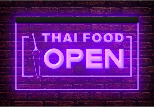 Vista 19 de 110228 Thai Food Open Thailand Restaurant Cafe Bar Display LED Light Neon Sign (16 Colors By Remote, 12" X 8")