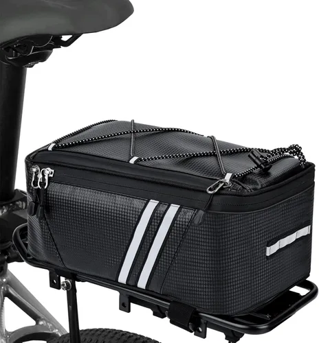 WOHEER Bolsas de maletero reflectante para bicicleta impermeables con portaequipaje trasero de 7L de capacidad, bolsa de almacenamiento aislada con