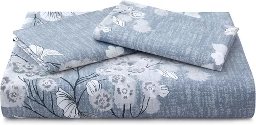 Vista 7 de Marina Decoration Juego de funda de edredón de 3 piezas con 2 fundas de almohada, con estampado floral romántico y lavado de tinta, ultra suave
