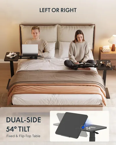 Vista 4 de FLEXISPOT Mesa auxiliar en forma de C de altura ajustable con parte superior inclinable dividida, mesa auxiliar móvil para sofá y mesita de noche