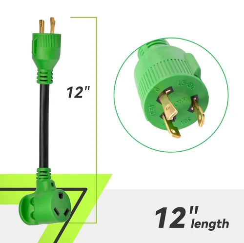 Vista 3 de RVMATE Cable adaptador de generador RV de 3 clavijas de 12 pulgadas, 30 amperios a 30 amperios, certificado ETL, STW 10/3, enchufe macho L5-30P a