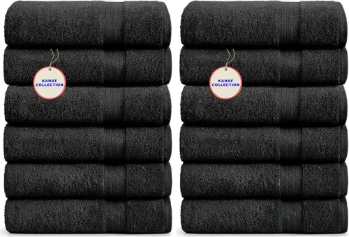Vista 32 de KAHAF COLLECTION Paquete de 6 toallas de baño 100 % algodón, de 24 x 48 pulgadas, de secado rápido, altamente absorbentes, suaves al tacto