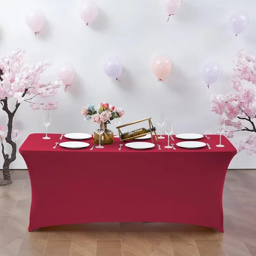 Vista 8 de CWK - Funda de mesa de elastano elástica impermeable de 4 pies para mesas rectangulares - Mantel elástico ajustable para mesas plegables, tela