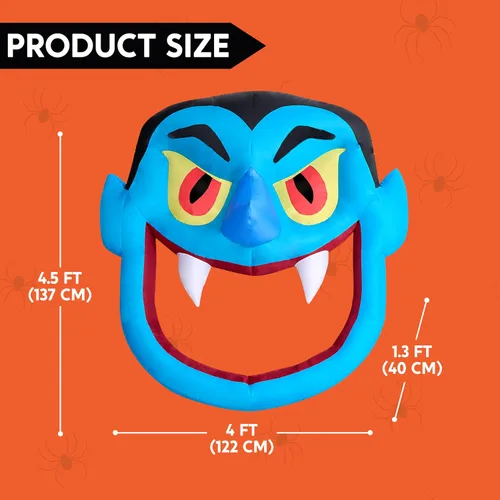 Vista 4 de Joiedomi Decoraciones inflables de Halloween para exteriores, kit de decoración de maletero o auto, vampiro aterrador inflable con LED