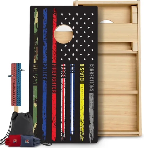 BackYardGamesUSA Juego de tablas de Cornhole Pro | Fabricado en Estados Unidos | Abedul báltico 3/4 | Sin rebote | Patas triples gruesas | Dos 2