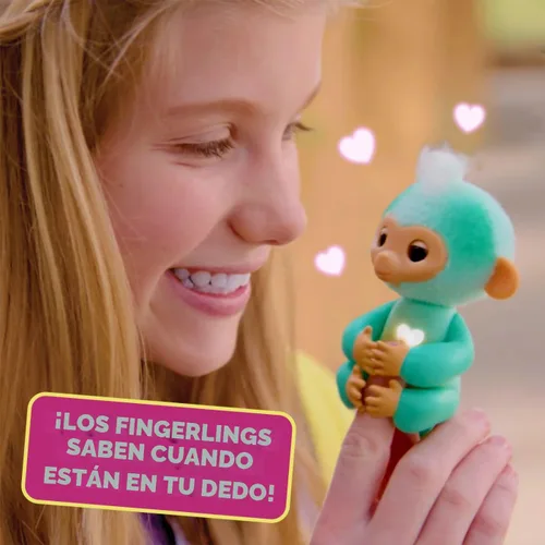 Vista 2 de Fingerlings 2023 NUEVO mono bebé interactivo reacciona al tacto – más de 70 sonidos y reacciones – Leo (Azul)