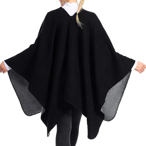 Vista 5 de Zando Women's Warm Shawl Wrap Open Front Poncho Cape Color Block Shawls Winter Cardigan Wrap Printed Ponchos for Women 2