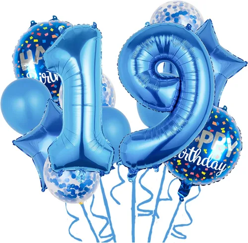 Vista 16 de Globos, 11 globos de aluminio para niños de 1 año para decoración de fiesta de primer cumpleaños, globos de confeti, globos de fiesta, suministros