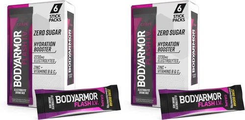 Vista 15 de BODYARMOR Caffeinated Flash I.V. Paquetes de Electrolitos Frambuesa Azul - Mezcla de Bebida Energética Sin Azúcar, Paquetes de Porción Individual