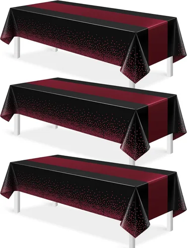 Vista 34 de 3 piezas de mantel y camino de mesa blanco y dorado para decoración de fiesta, mantel de plástico blanco con estampado dorado, camino de mesa Oro