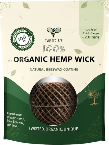 Vista 9 de Pabilo de cáñamo 100% orgánico con revestimiento de cera de abejas natural Twisted Bee (mechero estándar de 5 x 5 pies)