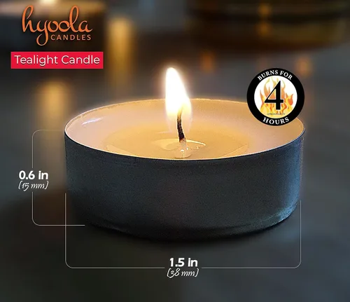 Vista 3 de Hyoola Velas de té – Paquete de 50 velas a granel, velas de té de aceite de palma natural, velas blancas sin perfume de calidad europea, 4 horas