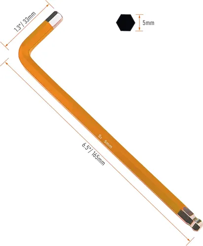 Vista 11 de 2 llaves Allen de extremo de bola de 0.059 in, llave hexagonal interna, herramienta de reparación de acero S2 de brazo largo en forma de L
