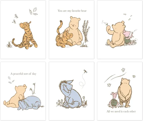 Vista 2 de Lambs & Ivy Disney Baby Classic Pooh - Arte de pared sin marco para guardería/niño