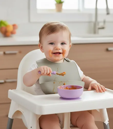 Vista 2 de PandaEar Paquete de 5 baberos de silicona impermeables para bebés, babero de alimentación súper fino y ligero con bolsillo para atrapar alimentos