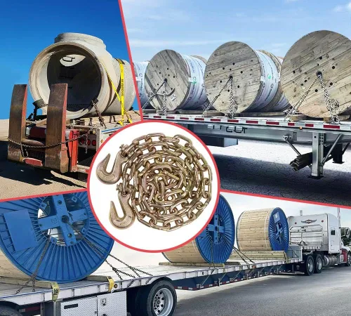 Vista 5 de Mytee Products Cadena de carpeta de grado 70 de 3/8 pulgadas x 6 pies con ganchos de agarre de horquilla, cadena de remolque de transporte G70