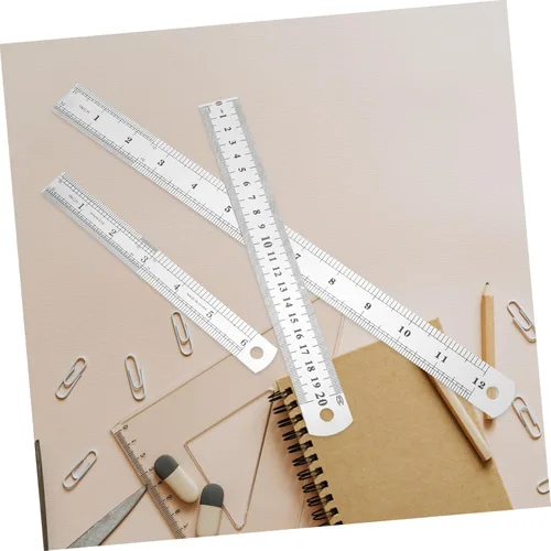 Vista 9 de 3 reglas de acero inoxidable de doble cara, herramientas de medición engrosadas para ingeniería de carpintería y plata