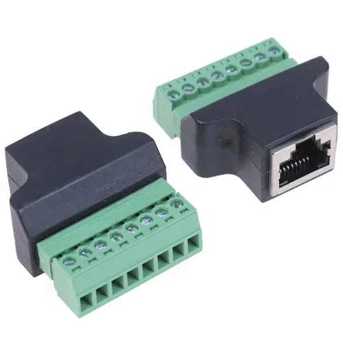 Vista 2 de Adaptador de bloque de terminales de tornillo RJ45 hembra a 8 pines para Cat7 Cat6 Cat5 Extensor Ethernet CCTV UTP Digital DVR Internet, RJ45 8P8C