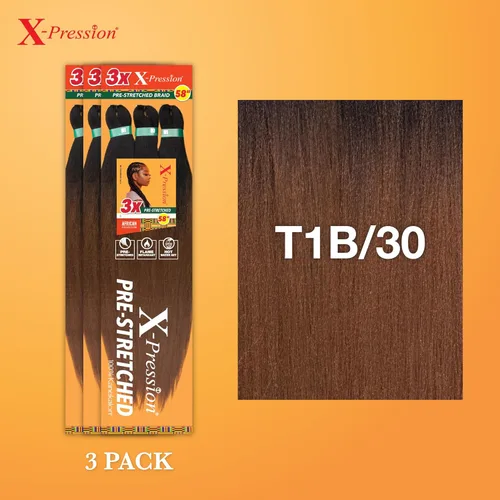 Vista 267 de Sensationnel X-Pression - Trenzas prestiradas, 3 unidades, 58 pulgadas, paquete de 1 unidad, 1B