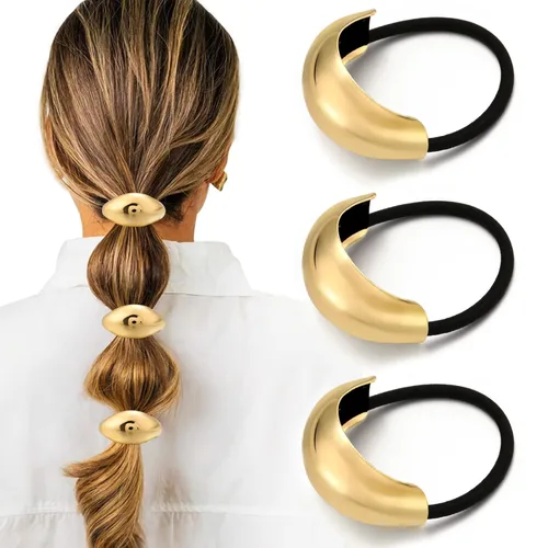 Vista 14 de 3 ligas para el cabello, ligas acrílicas para cabello grueso, elegantes y duraderas con diseño geométrico, accesorios para el cabello, elásticos